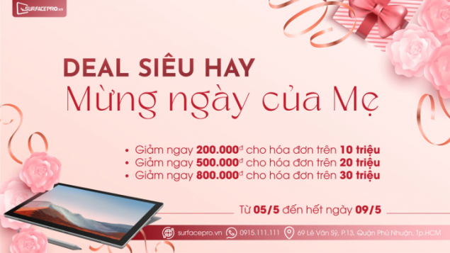 Săn quà tặng Mẹ duy nhất 05 ngày tại SurfacePro.vn!!!