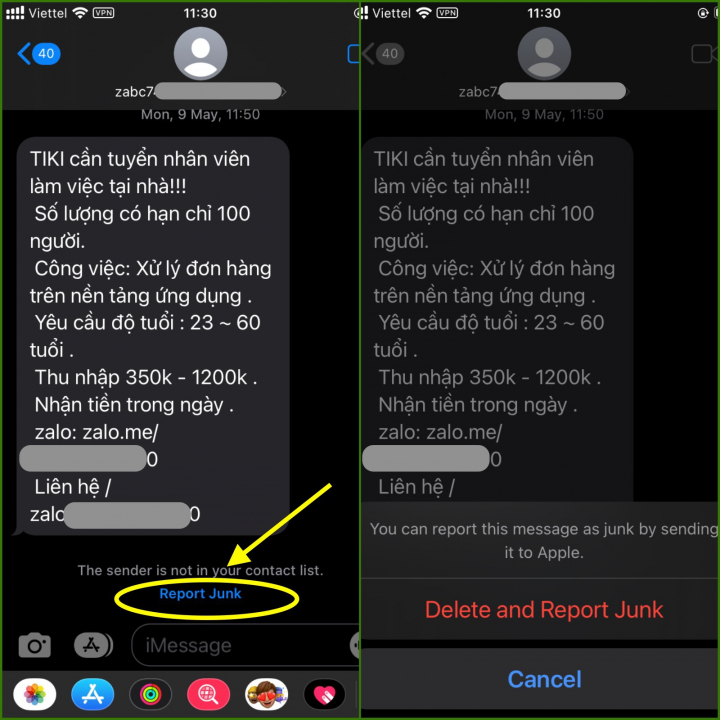 Làm thế nào để ngừng nhận tin nhắn rác trên iMessage?