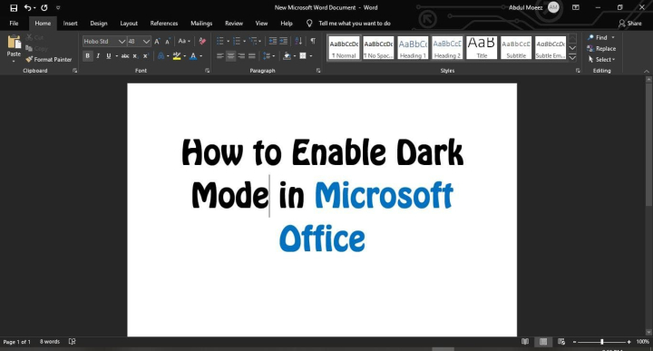 Cách bật chế độ tối cho Microsoft Office