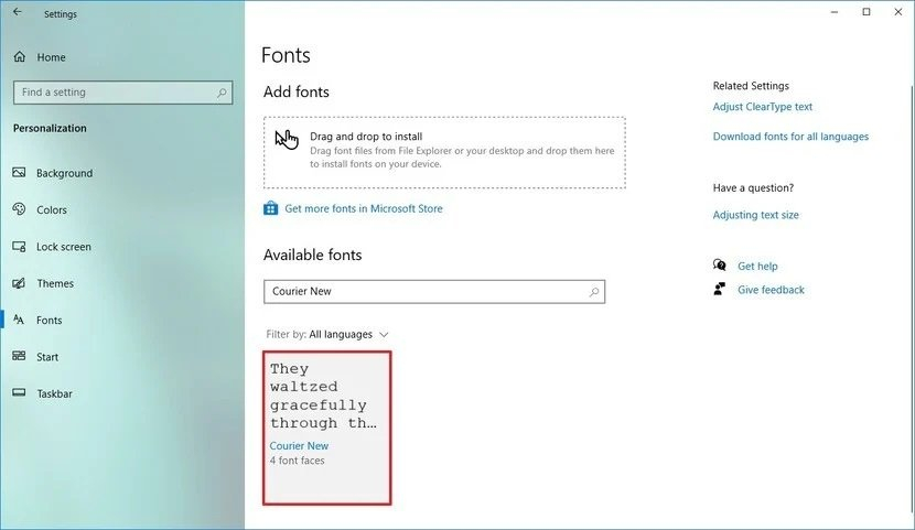 Cách thay đổi phông chữ trên Windows 10 - SurfacePro.vn